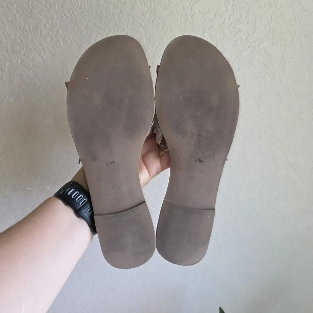 Jack Rogers Size 5.5 Rozette Ruffle Slides Metallic Flats